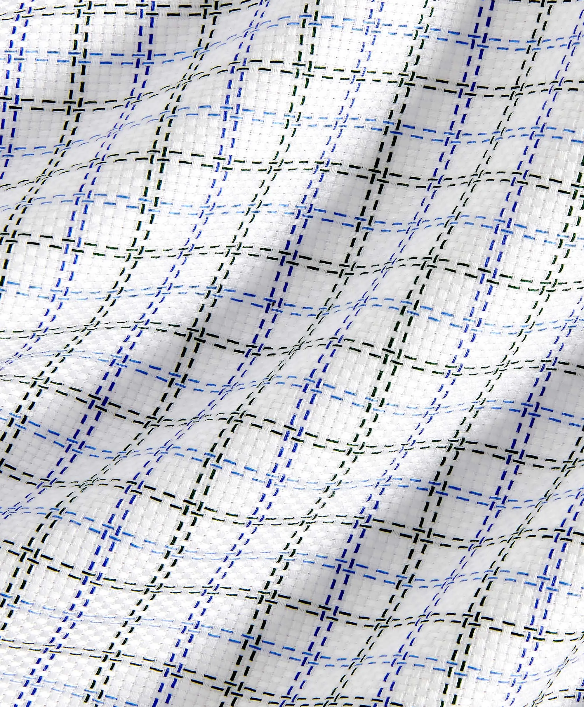 RBSP11808448 | Blue & Green Textured Check Dress Shirt Date night