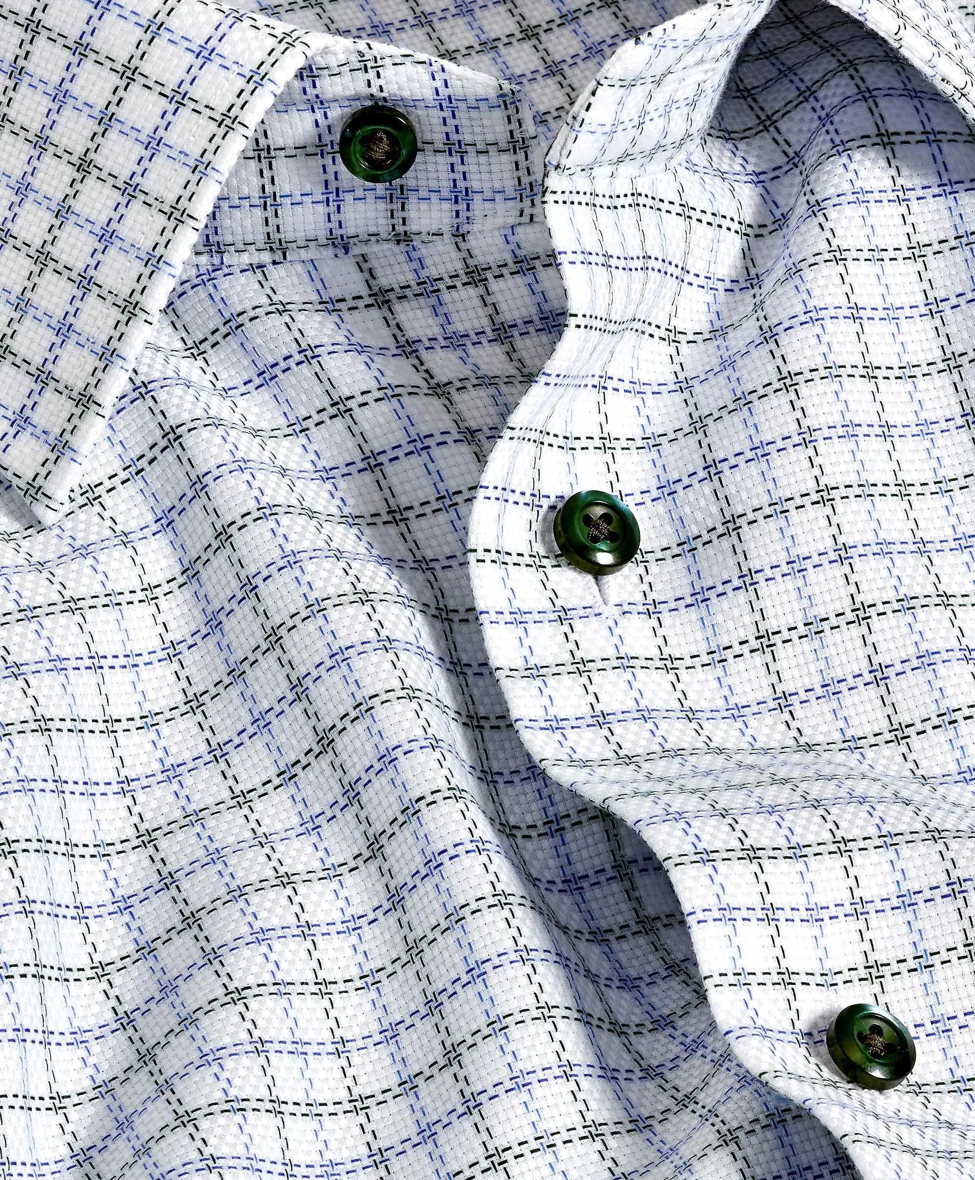 RBSP11808448 | Blue & Green Textured Check Dress Shirt Youth fashion Multipocket Style