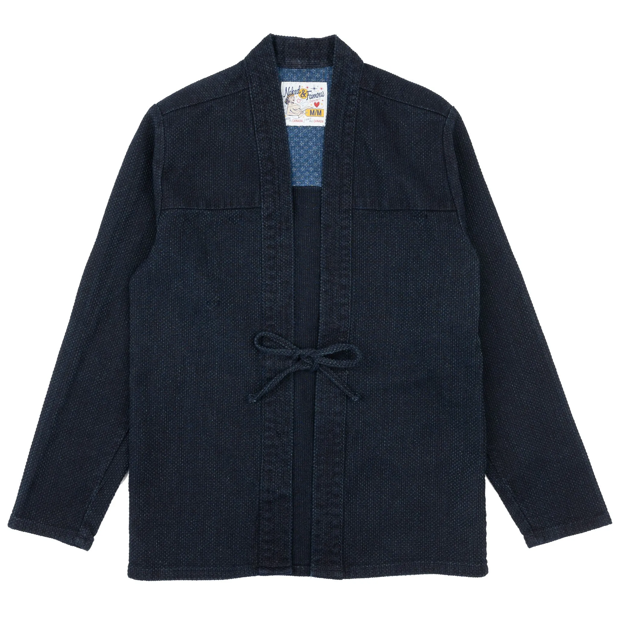 Wrinkle-Resistant Kimono Shirt - Indigo Sashiko