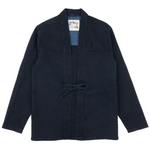 Wrinkle-Resistant Kimono Shirt - Indigo Sashiko