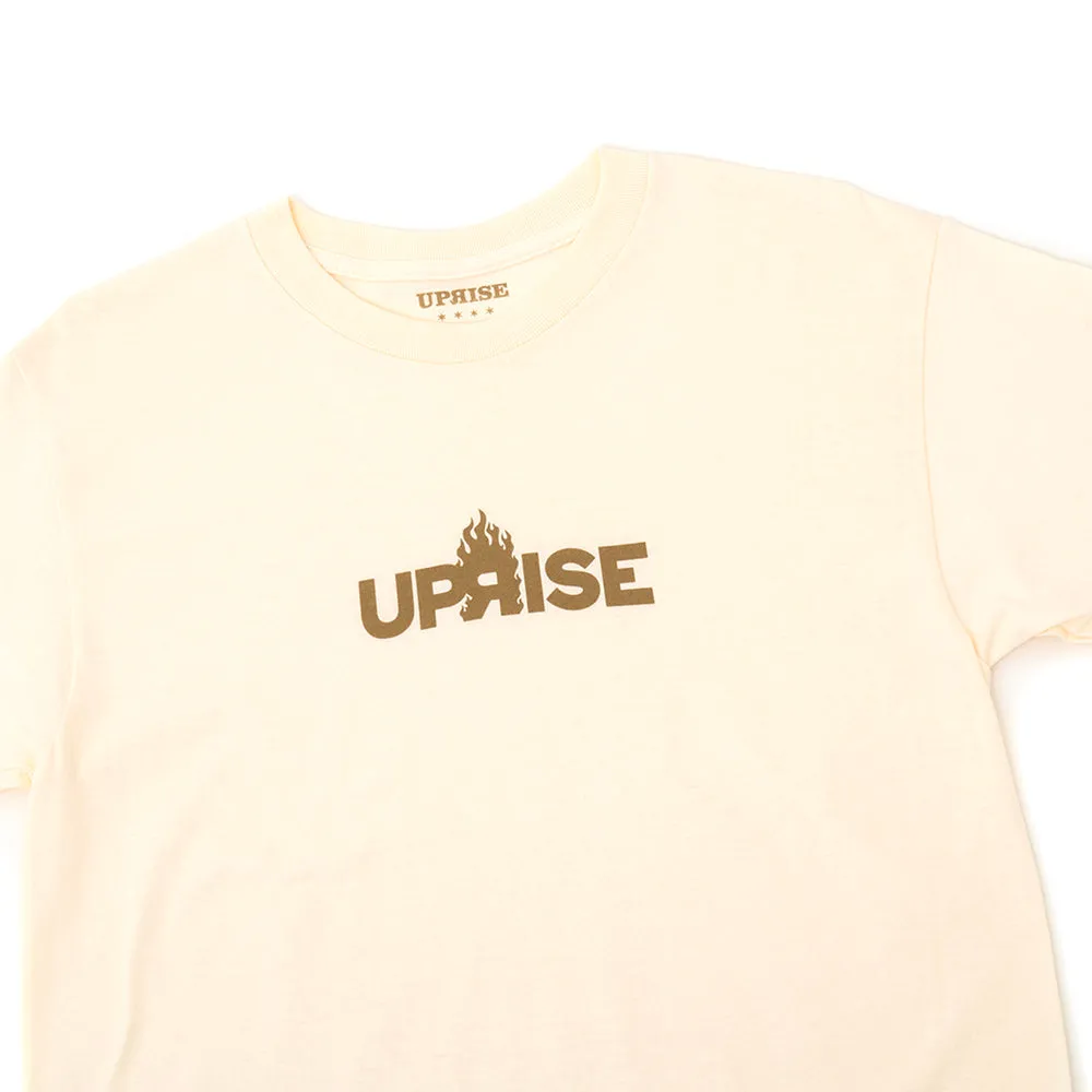 Minimalist Design Flame Logo T-shirt (Cream/Gold)