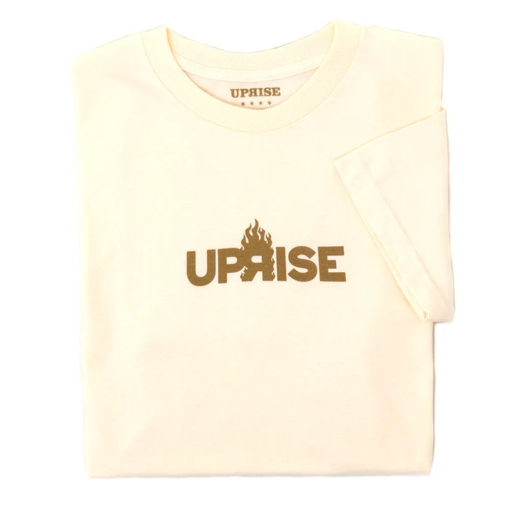 Flame Logo T-shirt (Cream/Gold) Comfy Performance Wear SkinFriendlyFibers