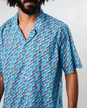 Perfect Look Subtle pattern Water Gun Aloha Shirt Blue