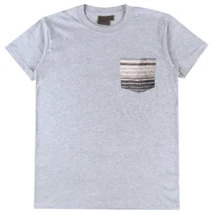 Smart Layer Pocket Tee - Heather Grey   Heavyweight Stripe Grey