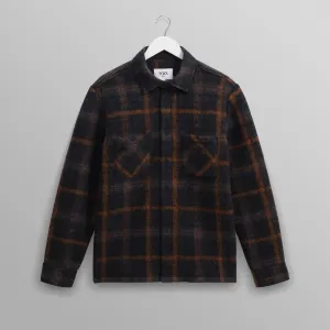 Unisex Design Wax Whiting Overshirt Drawn Check Teal Orange