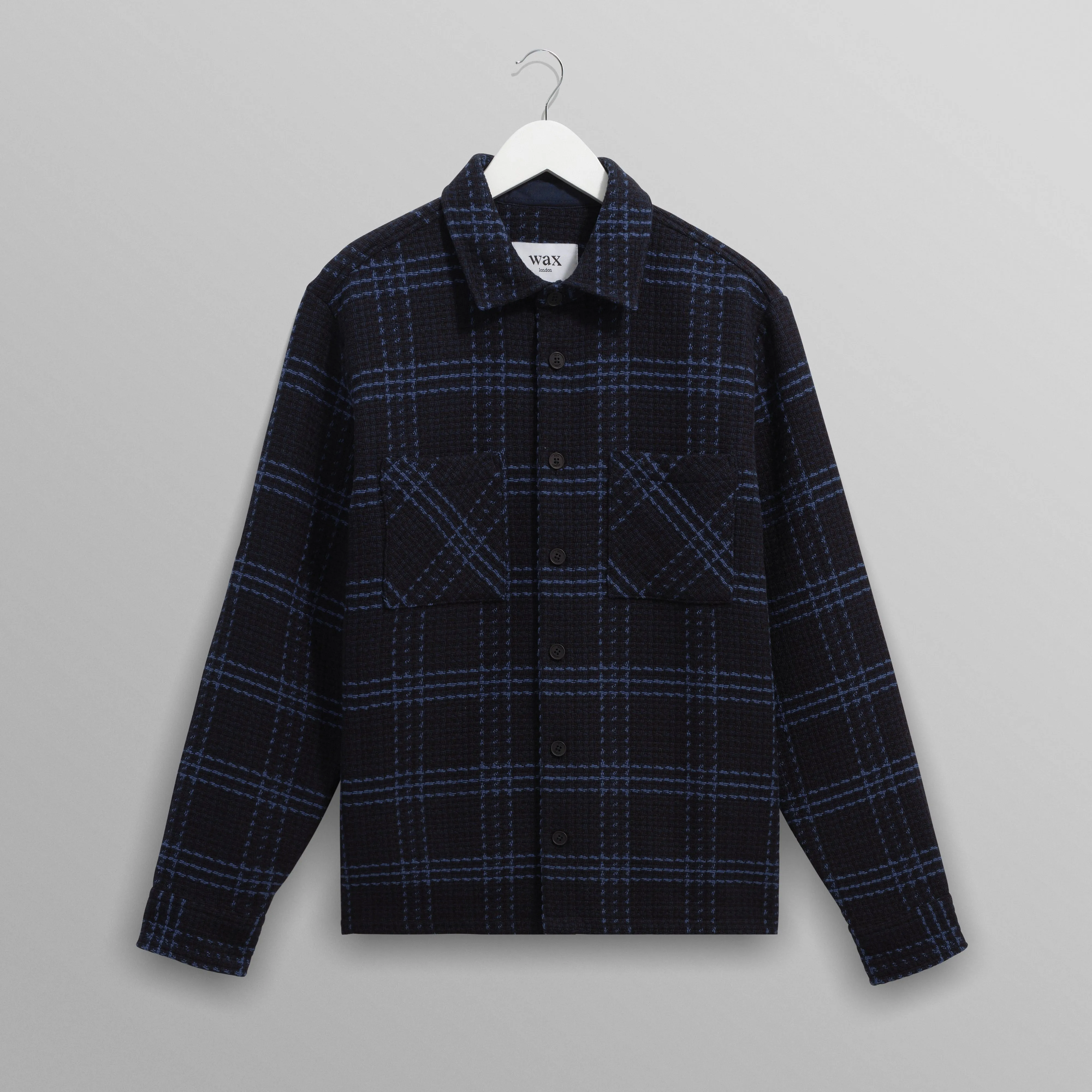 Breathable Design Wax Whiting Overshirt Skate Check Navy / Blue