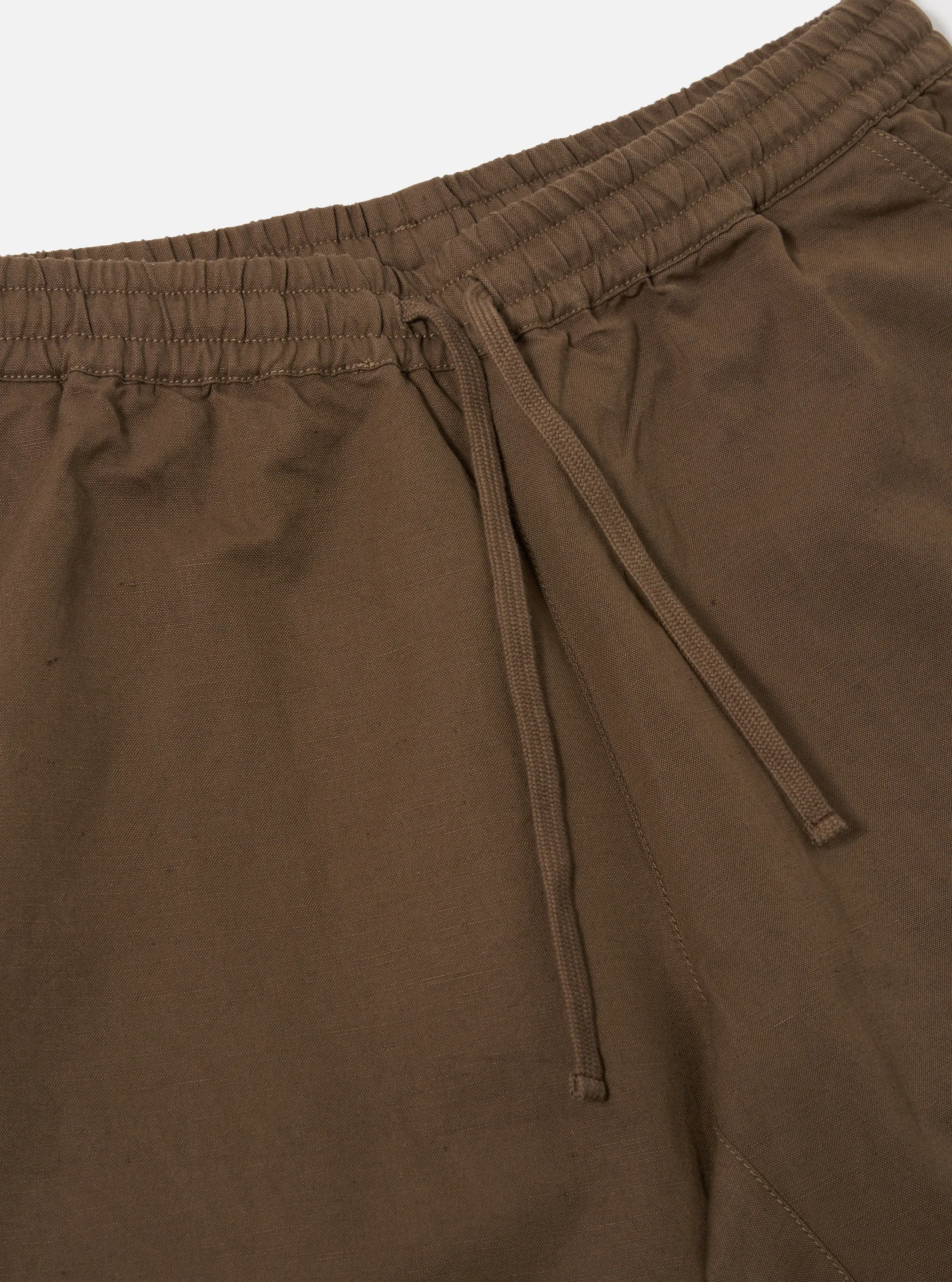 Khaki Linen Slub Weave Simple Short hospitality industry Sleek Look