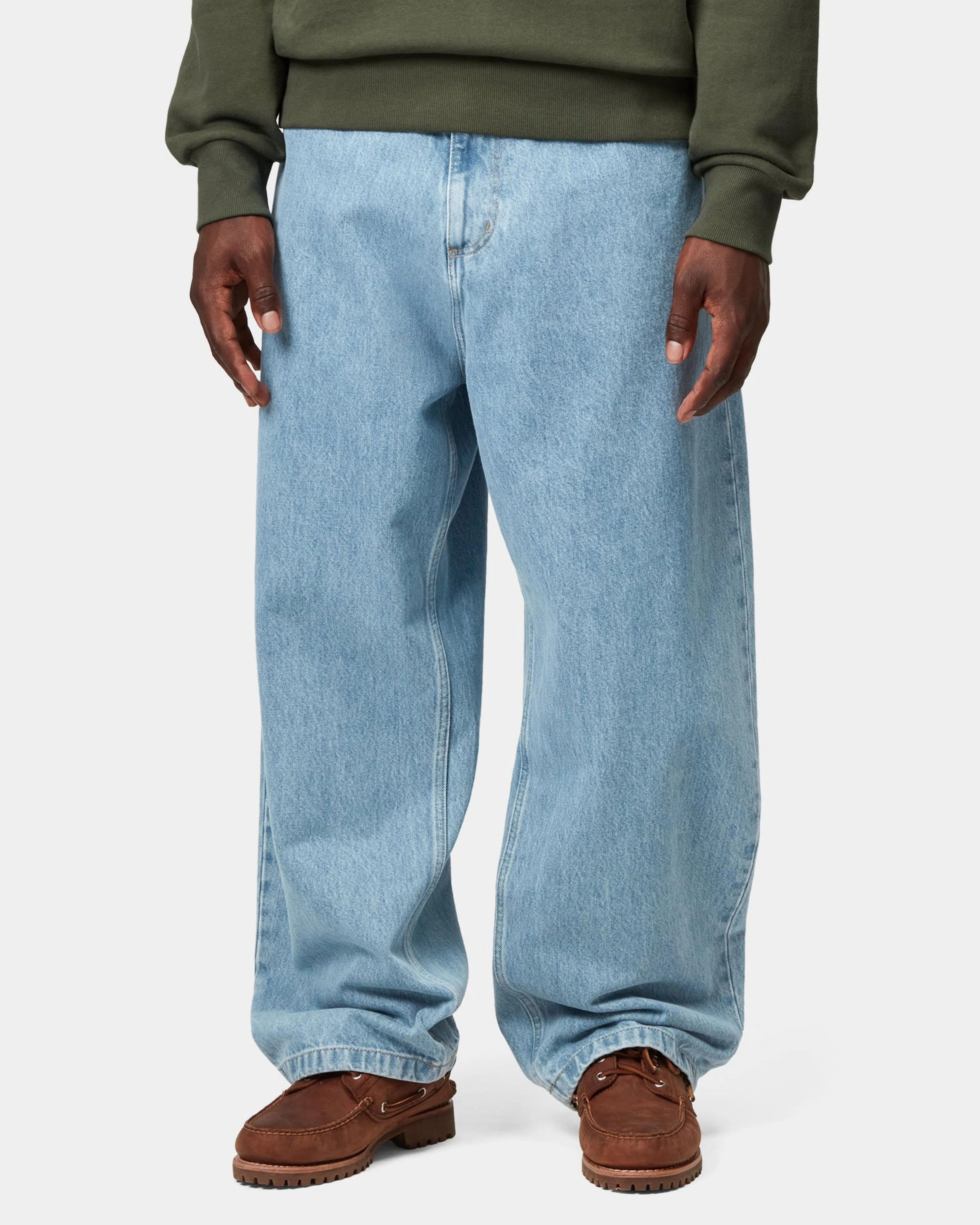 Carhartt WIP Brandon Pant Loose Straight Mens Jeans - Blue Stone Bleached Cropped length