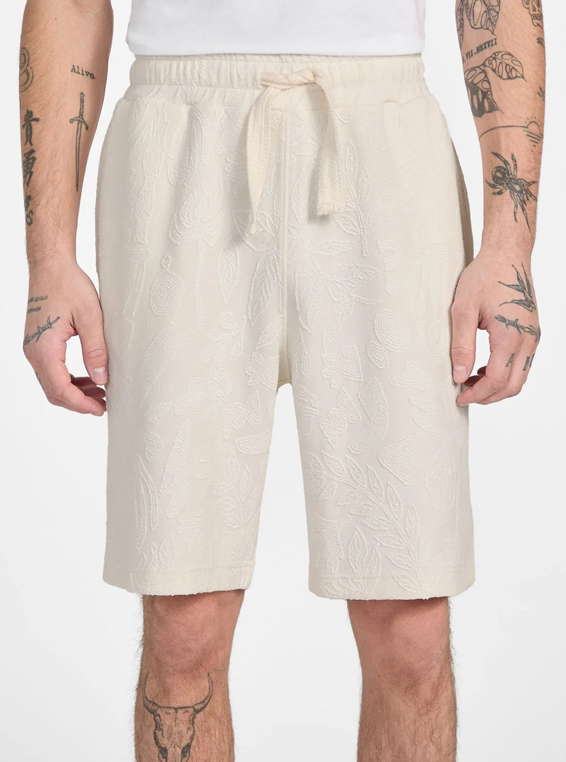 school outfit QuickAdjustStraps Eco White Jacquard Shorts