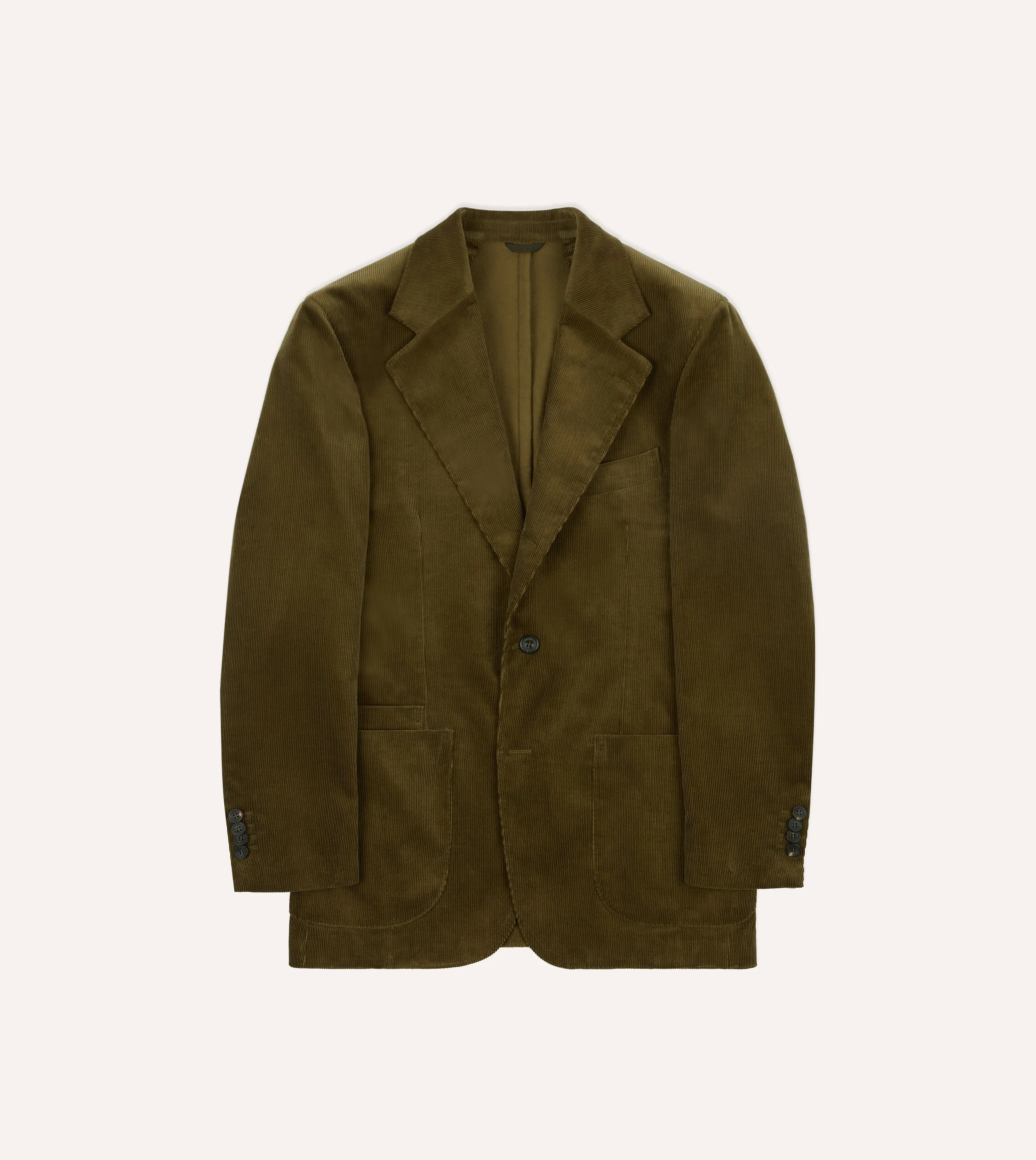 Multi Layer Option Flexible Fiber Fill Olive Green Mid-Wale Cotton Corduroy Tailored?Jacket