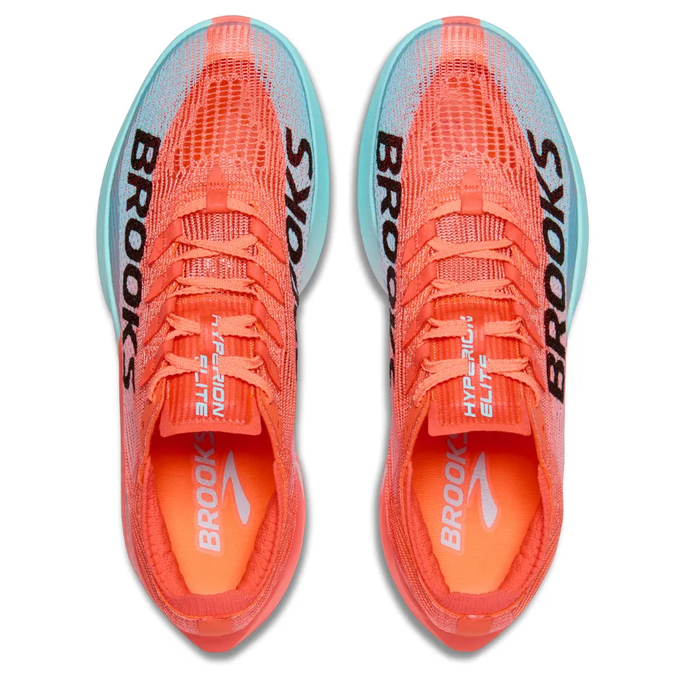 Brooks Unisex Hyperion Elite 5 Running Shoes in Pink Clay/Atomizer Blue AW25 Stability frame