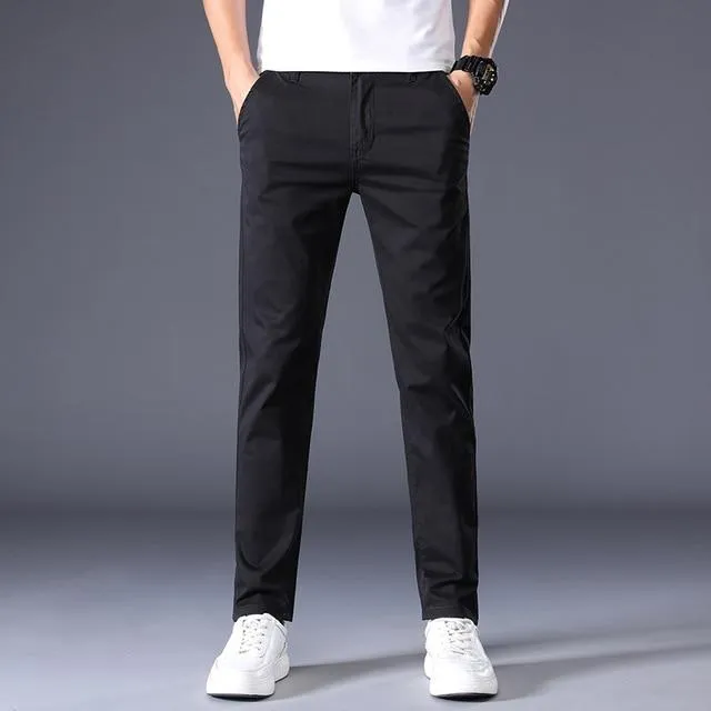 elastic waistband West Louis? Men's Classic Business Cotton Trousers