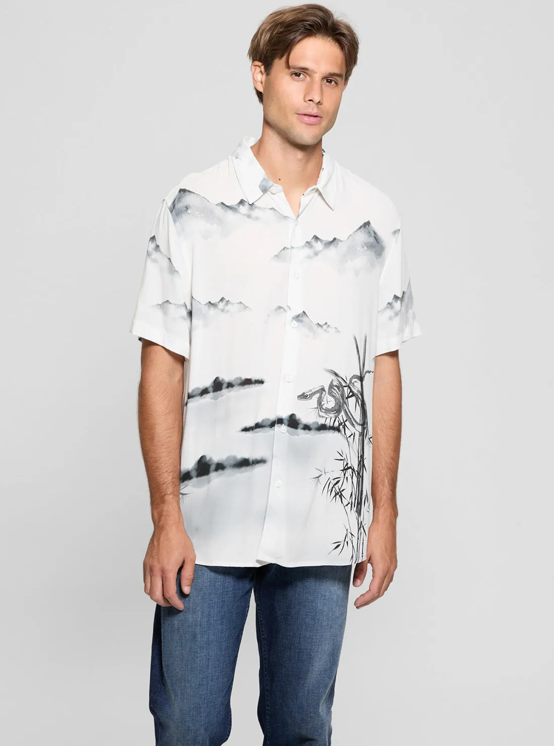 White Bamboo Snake Shirt Summer Outfit Flexible Shoulder Construction