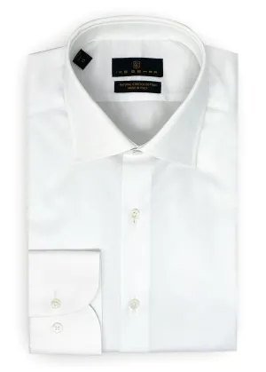 Anti Static Fabric White Twill Natural Stretch Cotton Dress Shirt