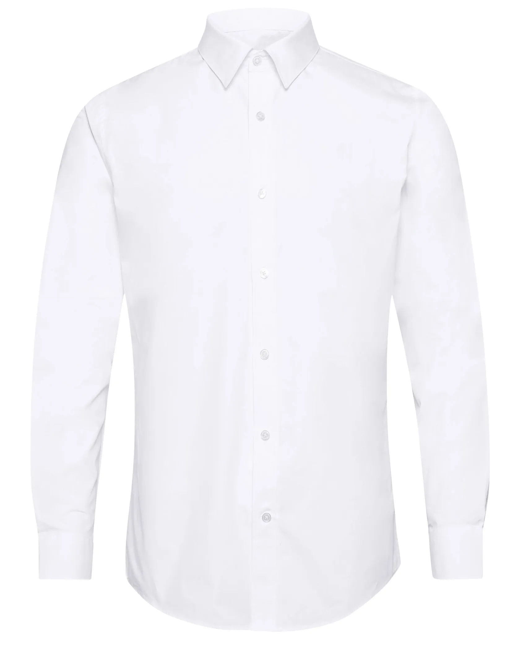 White Twill Natural Stretch Cotton Dress Shirt Street Wear BBQ Party