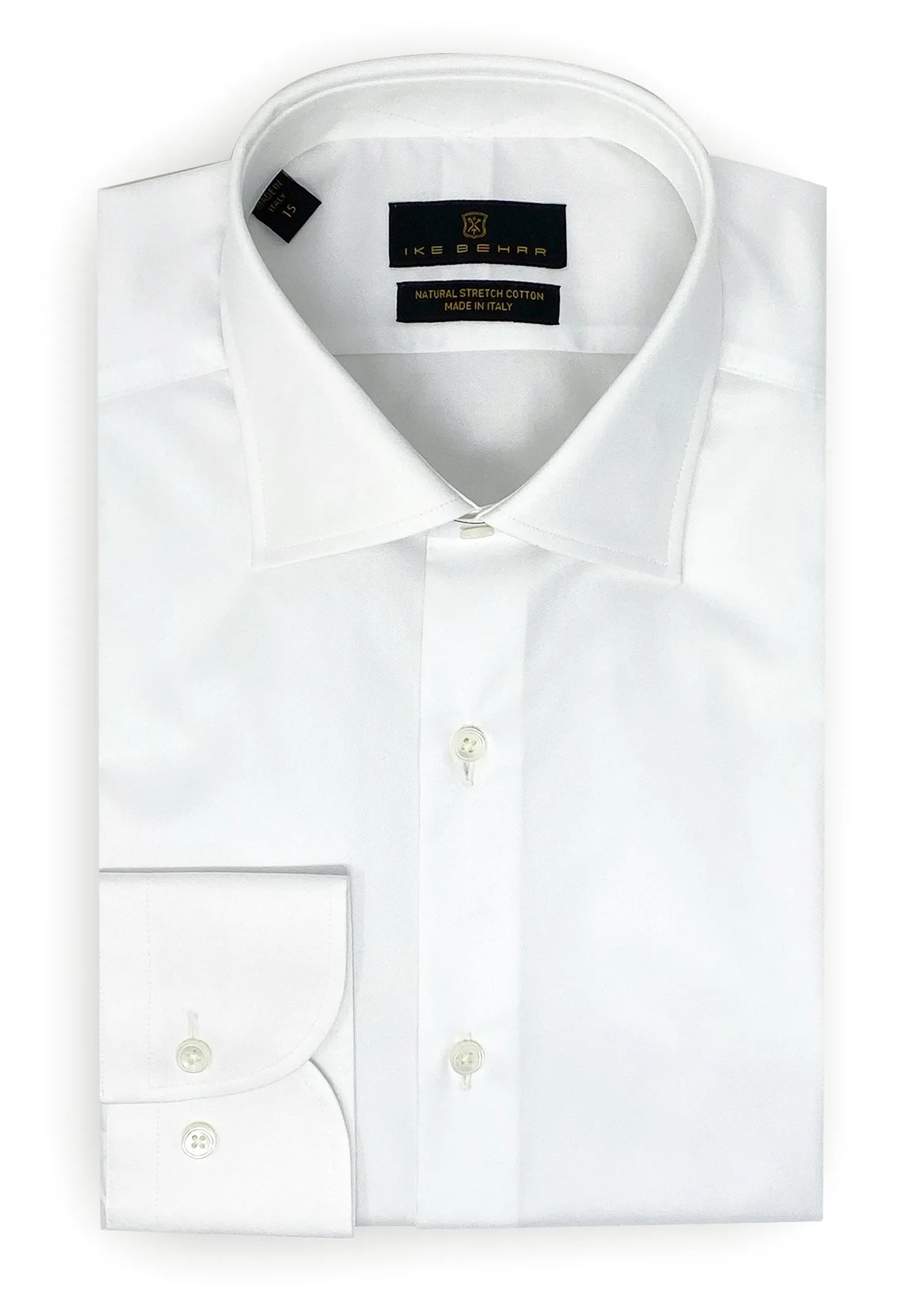 Anti Static Fabric White Twill Natural Stretch Cotton Dress Shirt