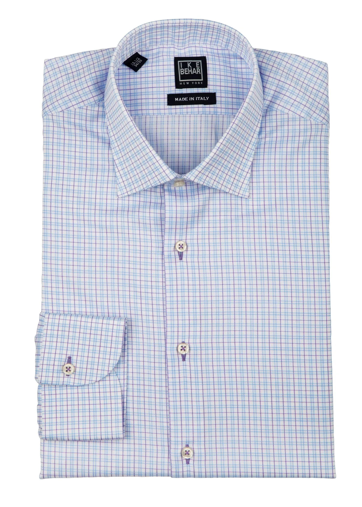 Quality Look Active Wear White with Blue/Pink Check Dress Shirt