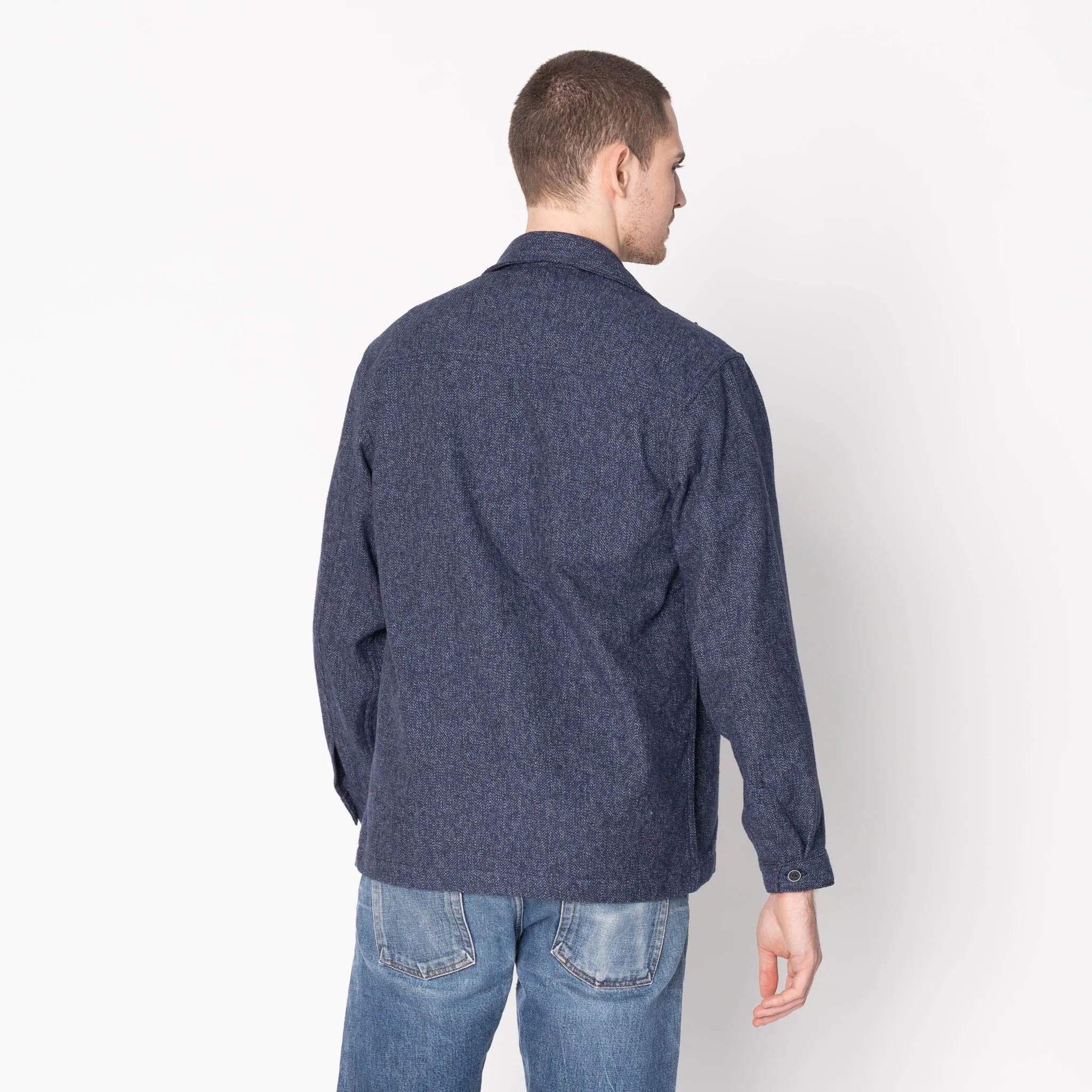Work Shirt - Herringbone Triple Twist - Indigo Modern Look Comfy Design