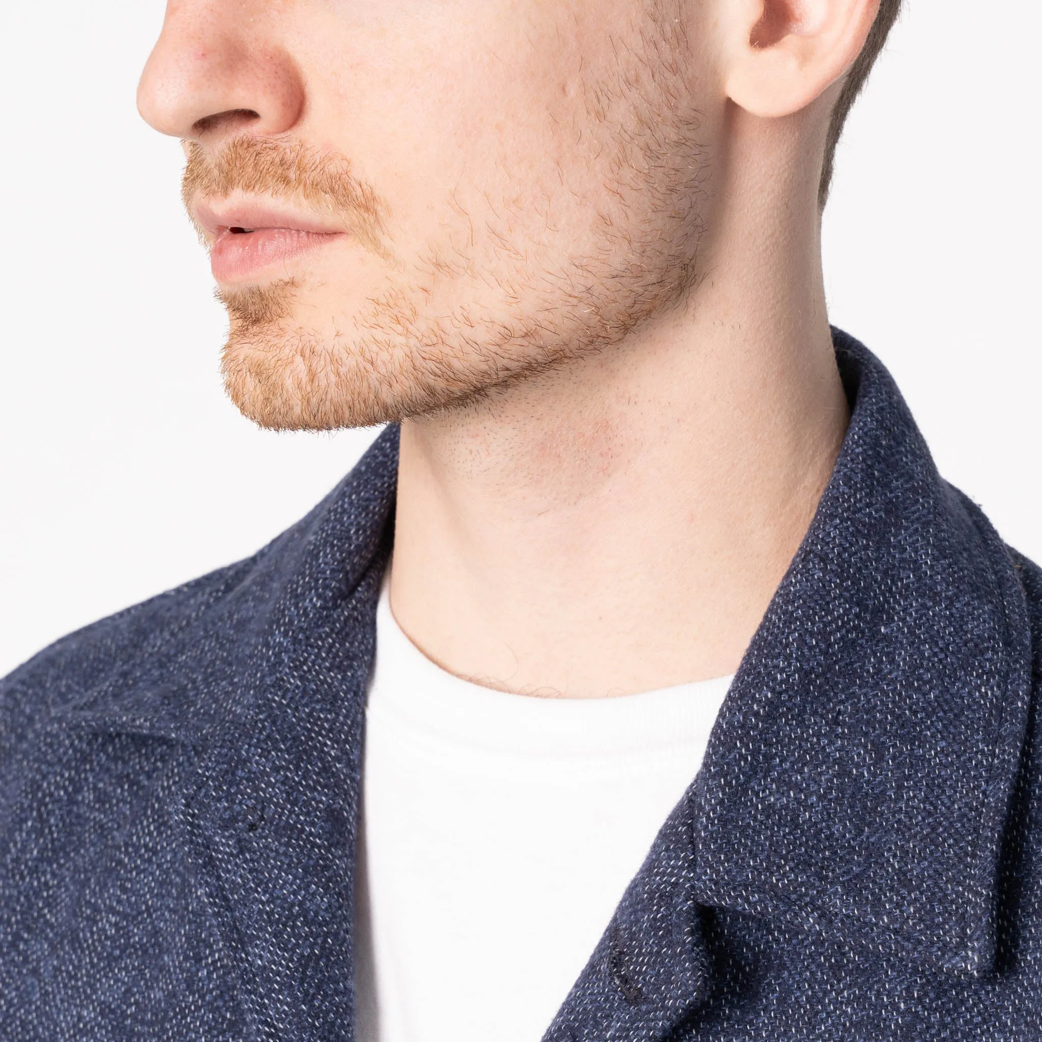 Work Shirt - Herringbone Triple Twist - Indigo Sporty Design