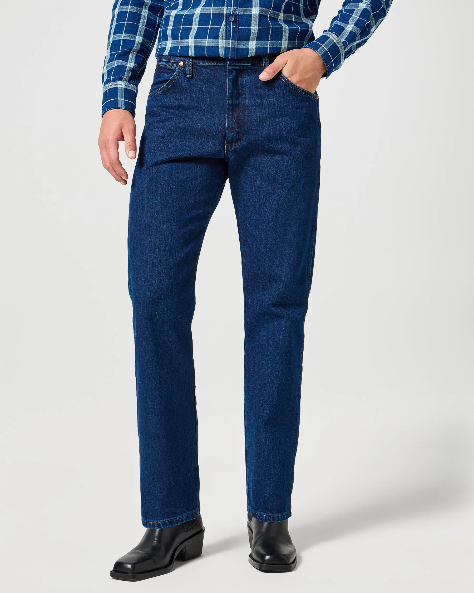 Wrangler 13MWZ Original Cowboy Cut Mens Jeans - Dark Stone Casual Friday Parent Style Travel Outfit