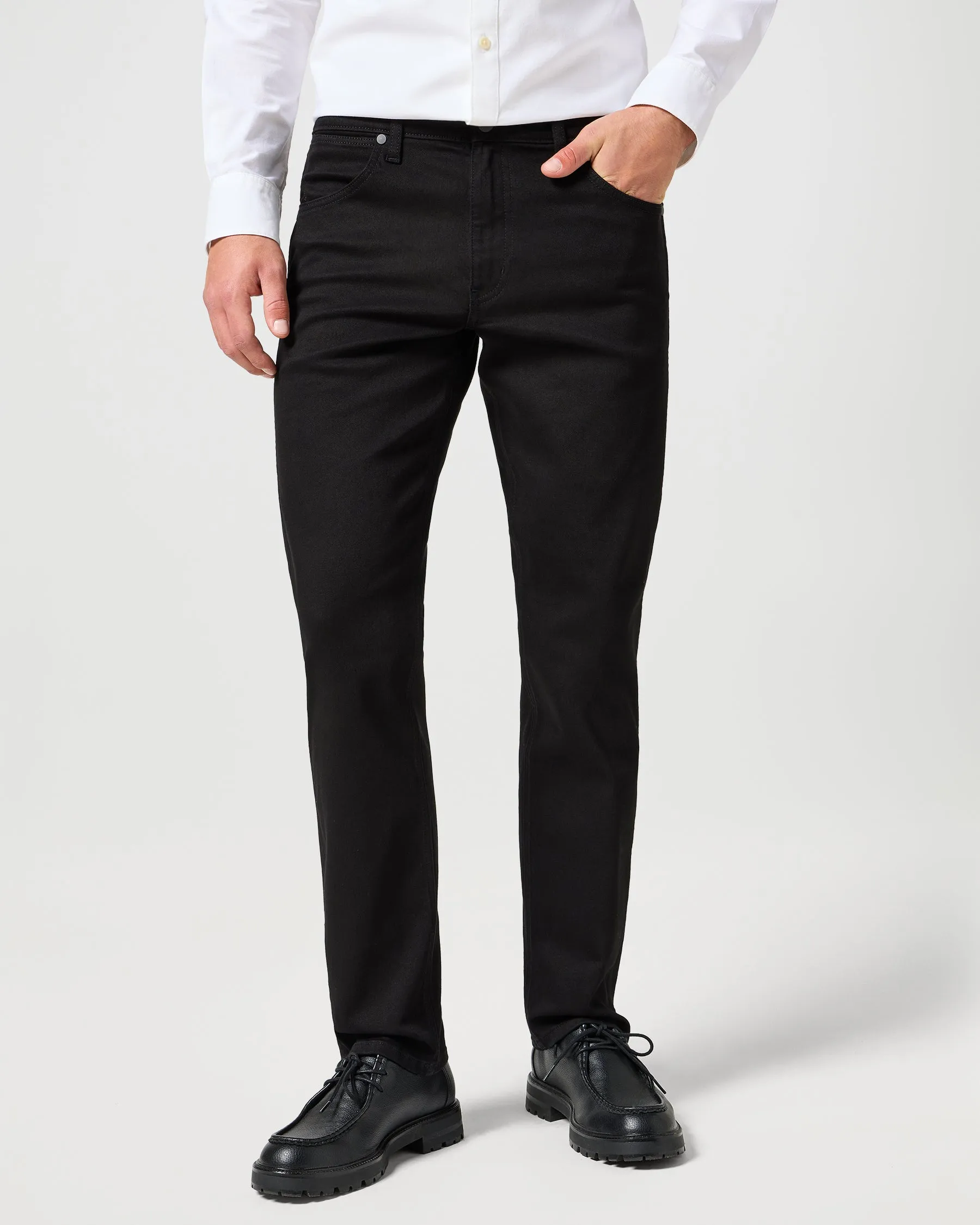 Wrangler Greensboro Regular Fit Mens Jeans - Deep Ink (Black) Stretch Minimalist