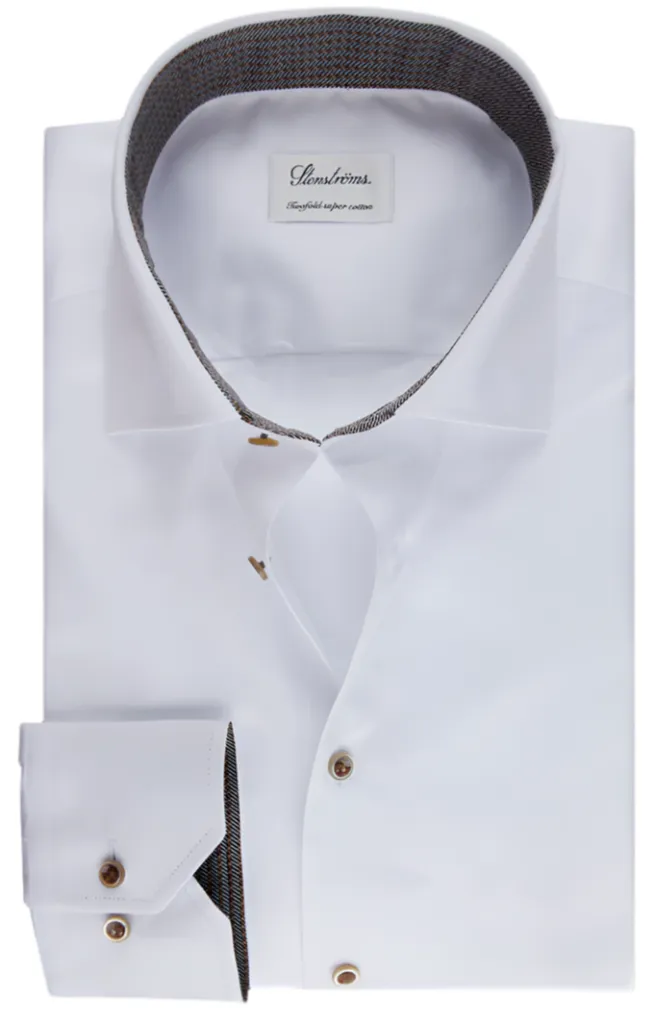 Sports Ready ID24893-Stenstroms White Brown Button Shirt