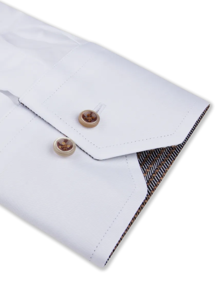 ID24893-Stenstroms White Brown Button Shirt Ethical production