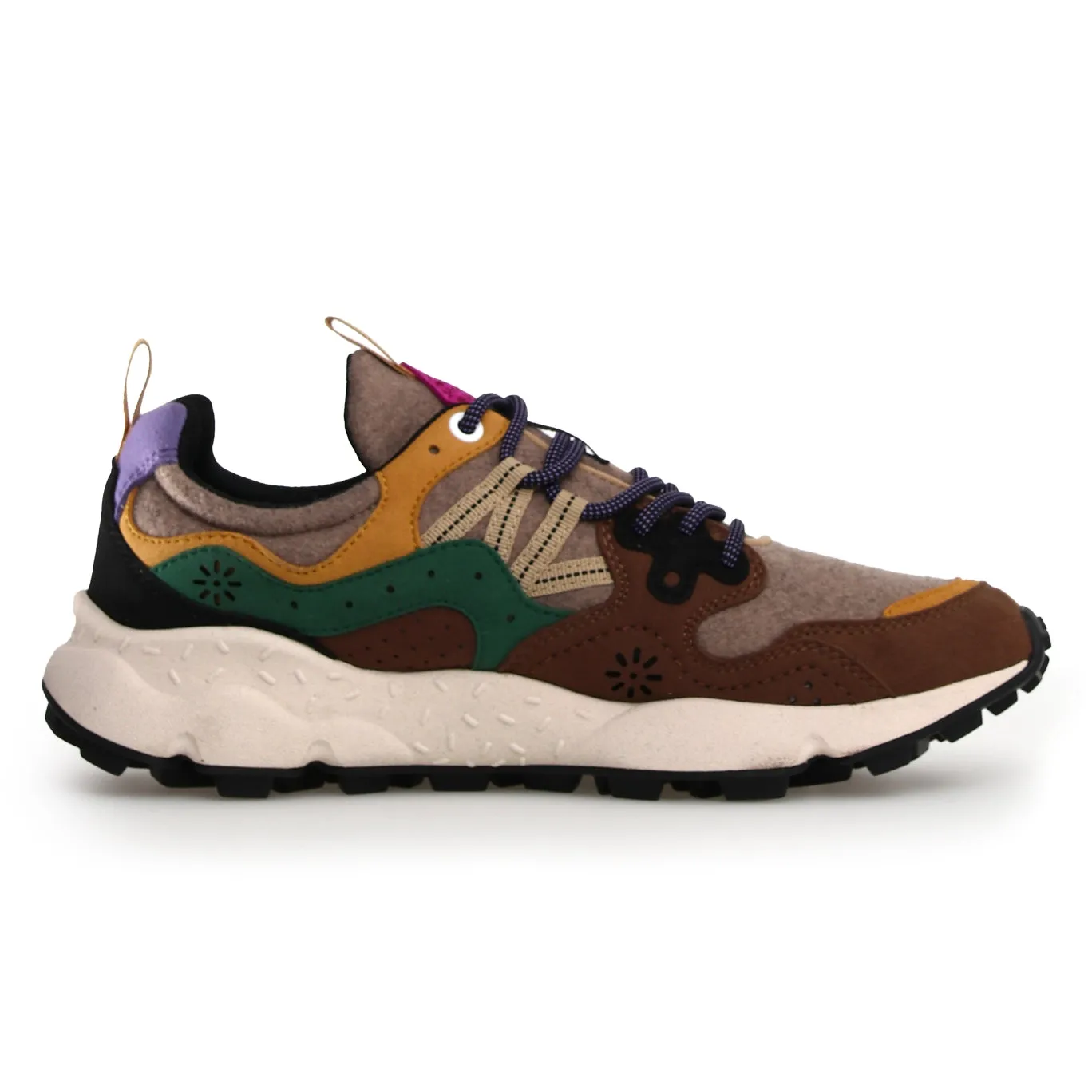 Secure Fit Lacing System Yamano 3 Uni Kaiso Eco Suede/Eco Wool Trainer - Brown Multi