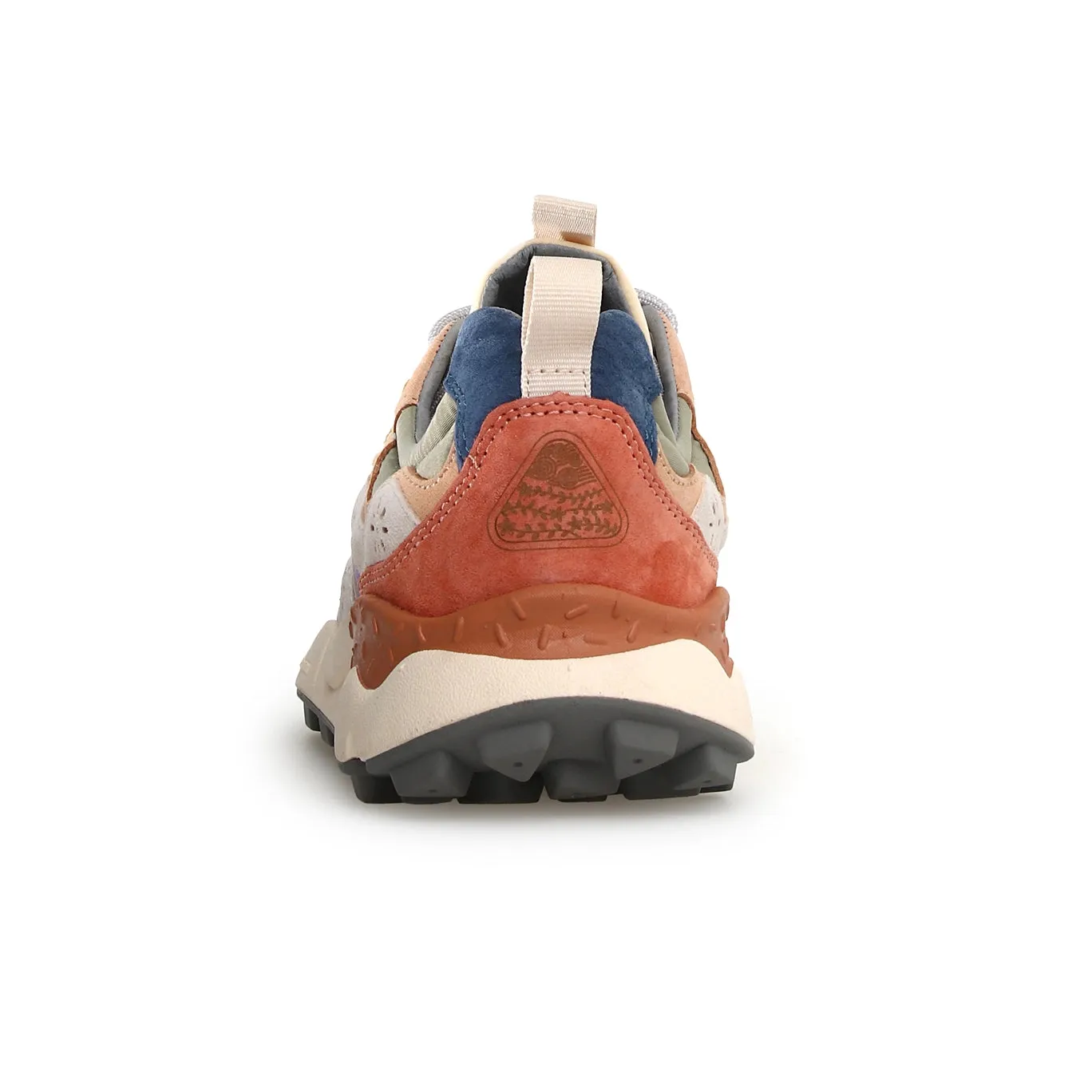 Yamano 3 Uni Suede/Nylon Trainer - Beige, Milk & Violet mesh construction