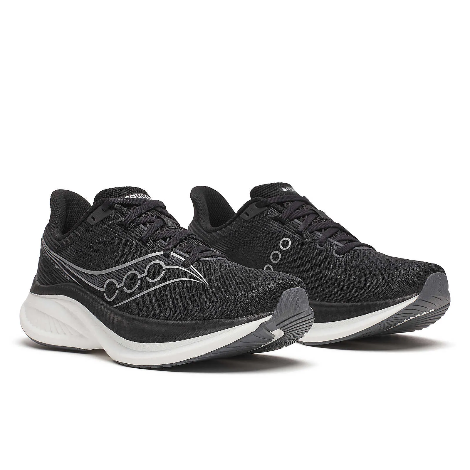 Men's Saucony Endorphin Speed 5 Running Shoe in Black | White Comfort Cuffs Vertical Flex Flexibility