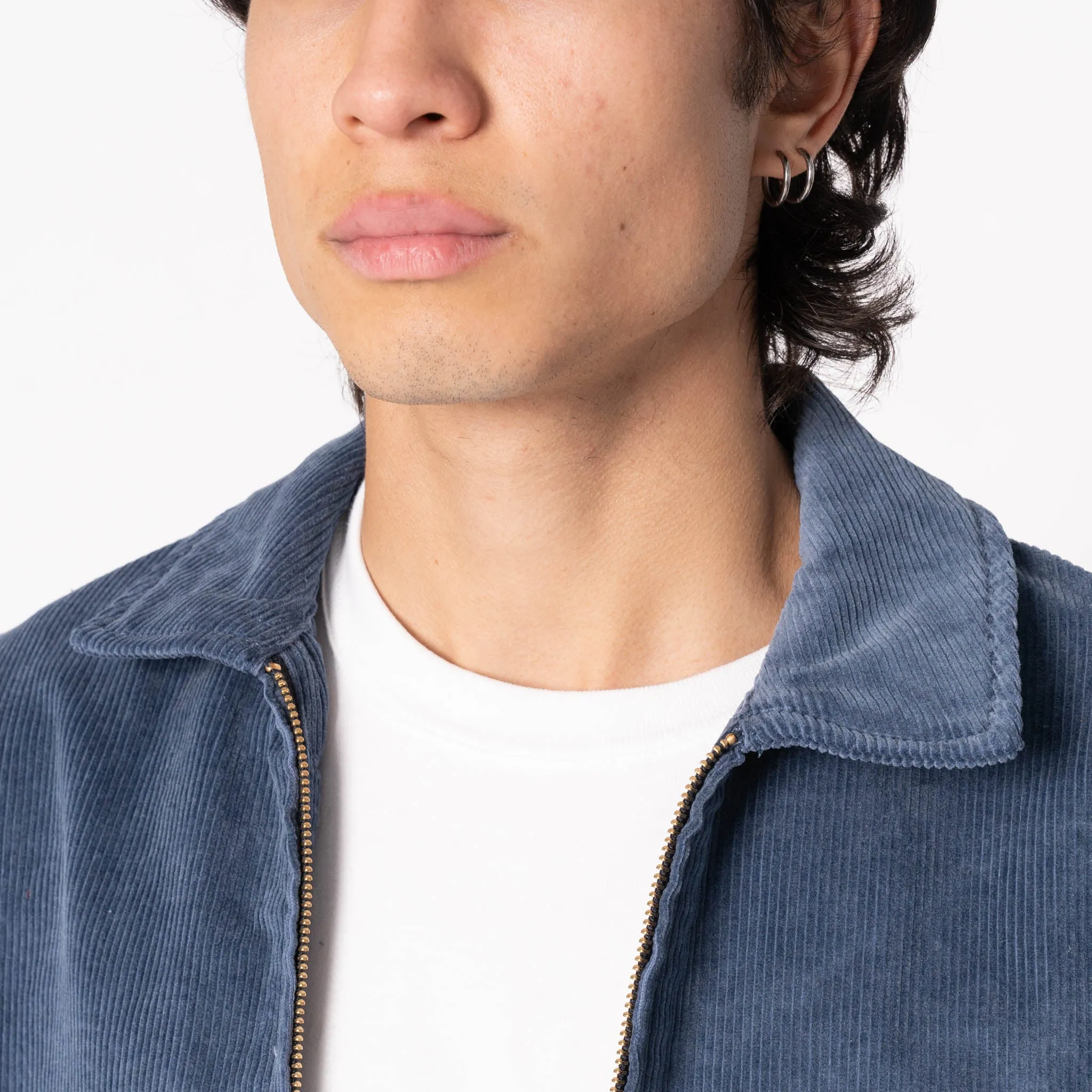 Anti Pill Surface Modular Layering Compatibility Zip Chore - Faded Corduroy Organic -  Indigo