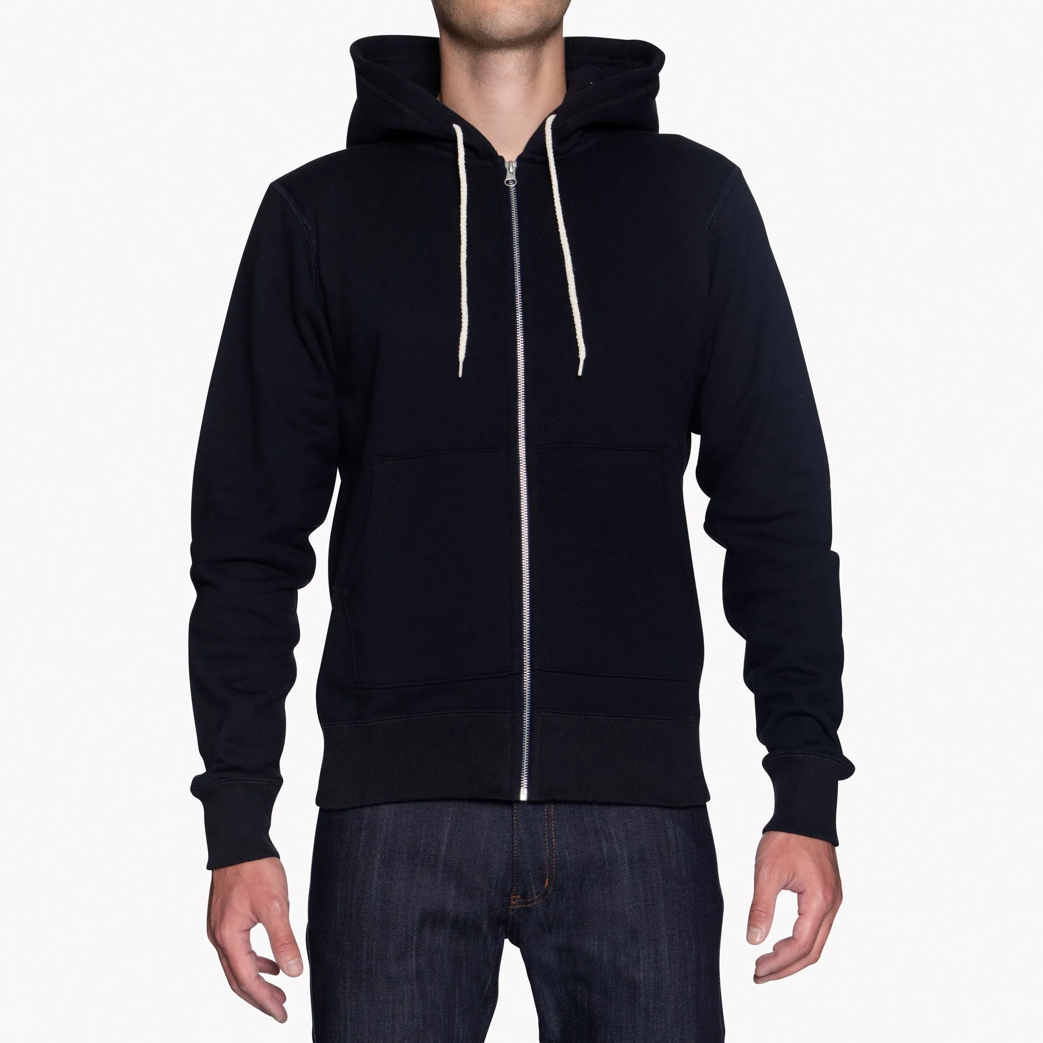 sequin Zip Hoodie - Heavyweight Terry - Black