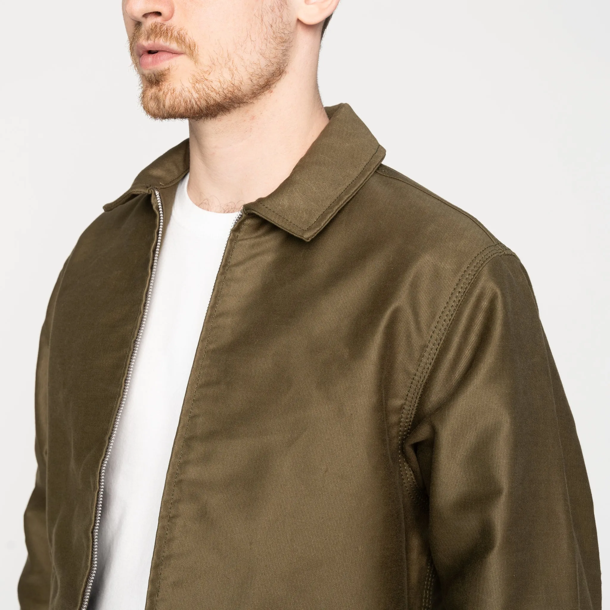 Basic Travel Fit Eco Friendly Material Zip Jacket - Brushed Jungle Cloth - Army