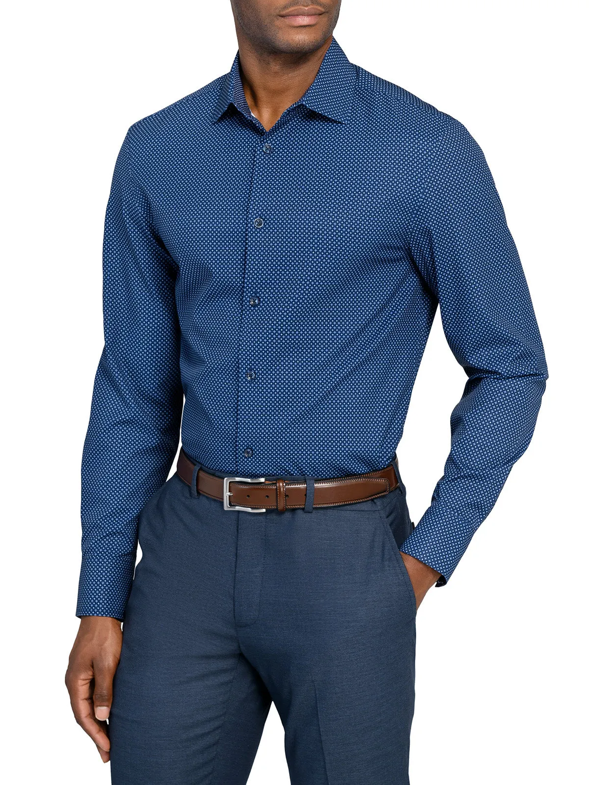 MINI DIAMOND CROSS 4 WAY PERFORMANCE DRESS SHIRT Summer Fashion Contemporary Look
